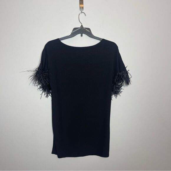 Jay X Jay Godfrey Womens Black Cocktail Budden Mini Dress Feather Sleeve New - Picture 6 of 14
